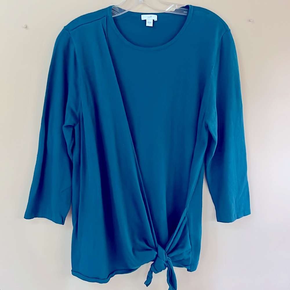 j. jill Size Large Teal/Turquose 3/4 Sleeve Women’s Wrap Front Knit Top